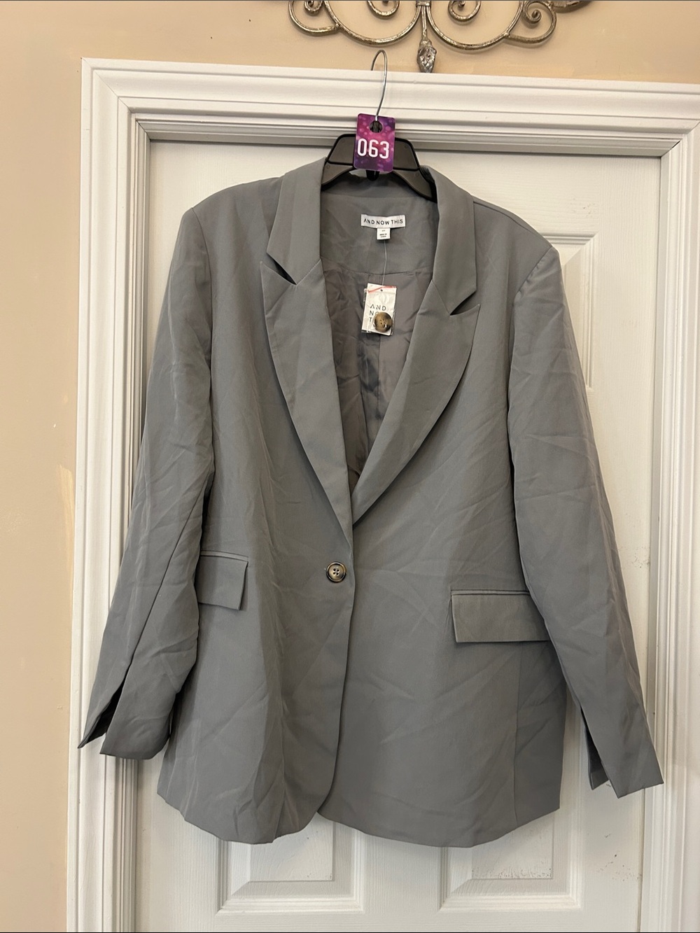 And Now This Women's Light Gray Single-Button Blazer